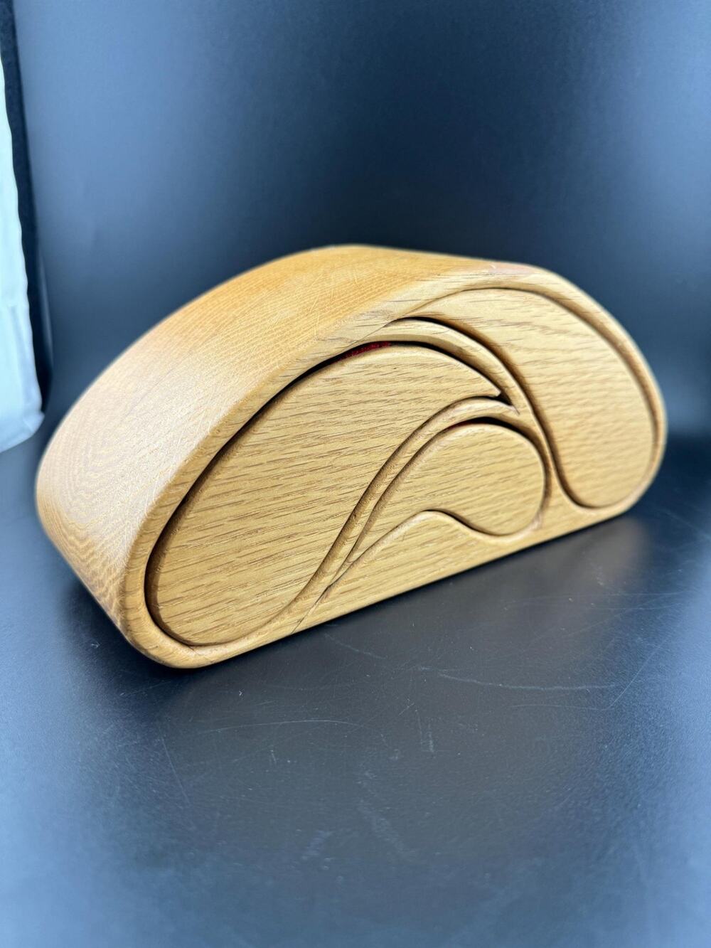 Vintage Light Oak Wood Bandsaw Jewelry Box
